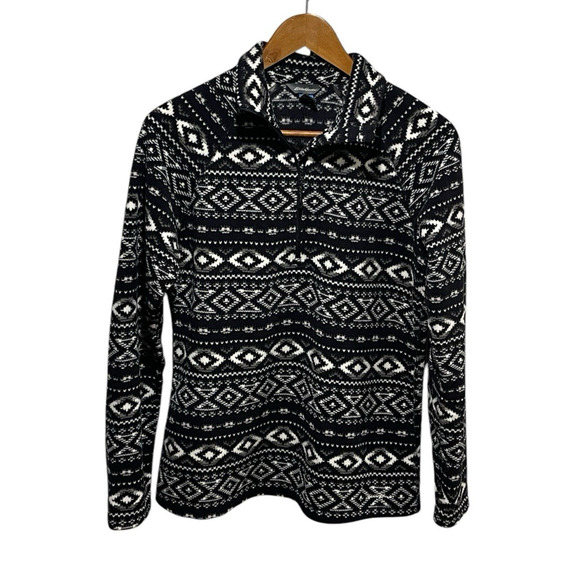 Eddie Bauer Tops - Eddie Bauer Women's 1/4 Zip Pullover Medium Fair Isle Quest Fleece Sweatshirt
